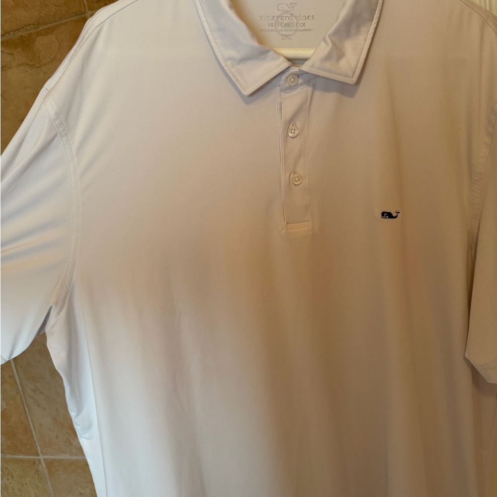 Vineyard Vines White Short Sleeve Polo with Navy Whale Logo